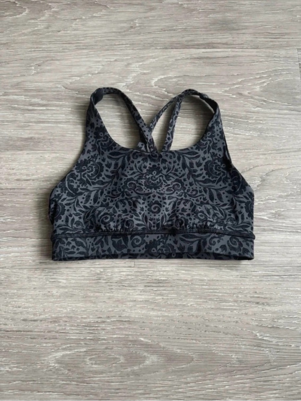 lululemon athletica Black Floral-Print Racerback Sports Bra